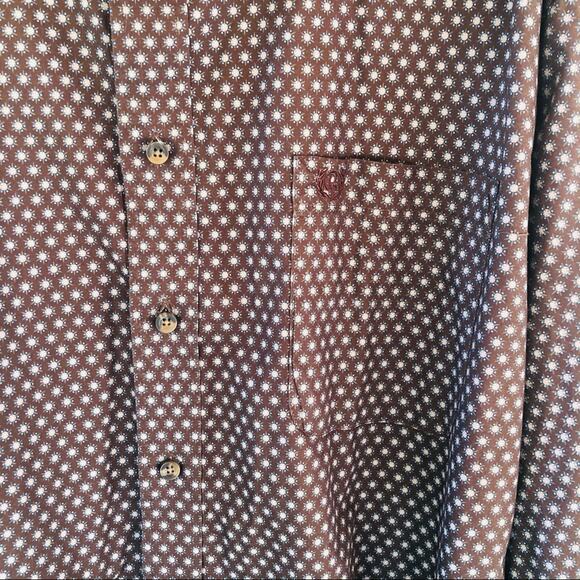 Panhandle Mens Slim Brown Print Button Down Shirt Large - Picture 8 of 9